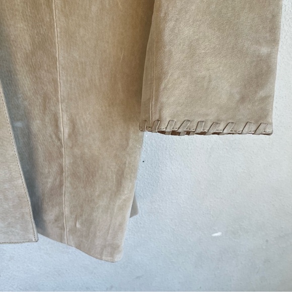 Margaret Godfrey Tan Beige Suede Leather Coat Sz 8 Western Boho - Picture 5 of 16